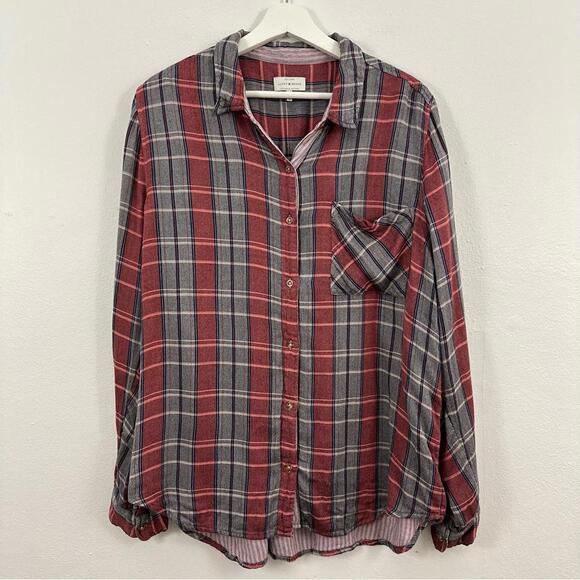 Lucky Brand Women’s Plaid Button Down Long Sleeve Shirt Size XL ... - Picture 1 of 5